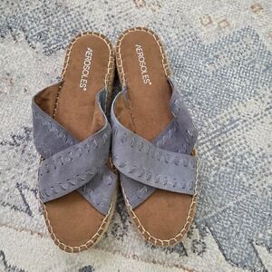 Grey suede espadrille sandals with a boho vibe Size 10
